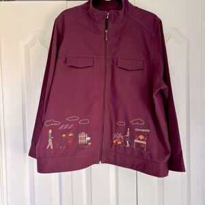 Breckenridge Embroidered Lightweight Zip Up “Farmers Market” Jacket. Size 3X